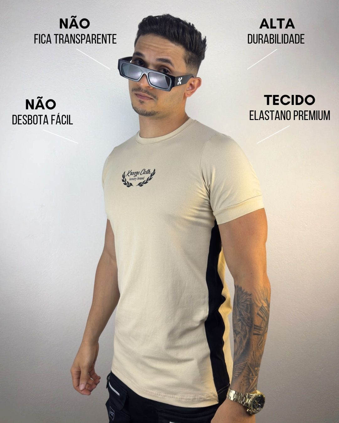 Camiseta Slim Aure Bege