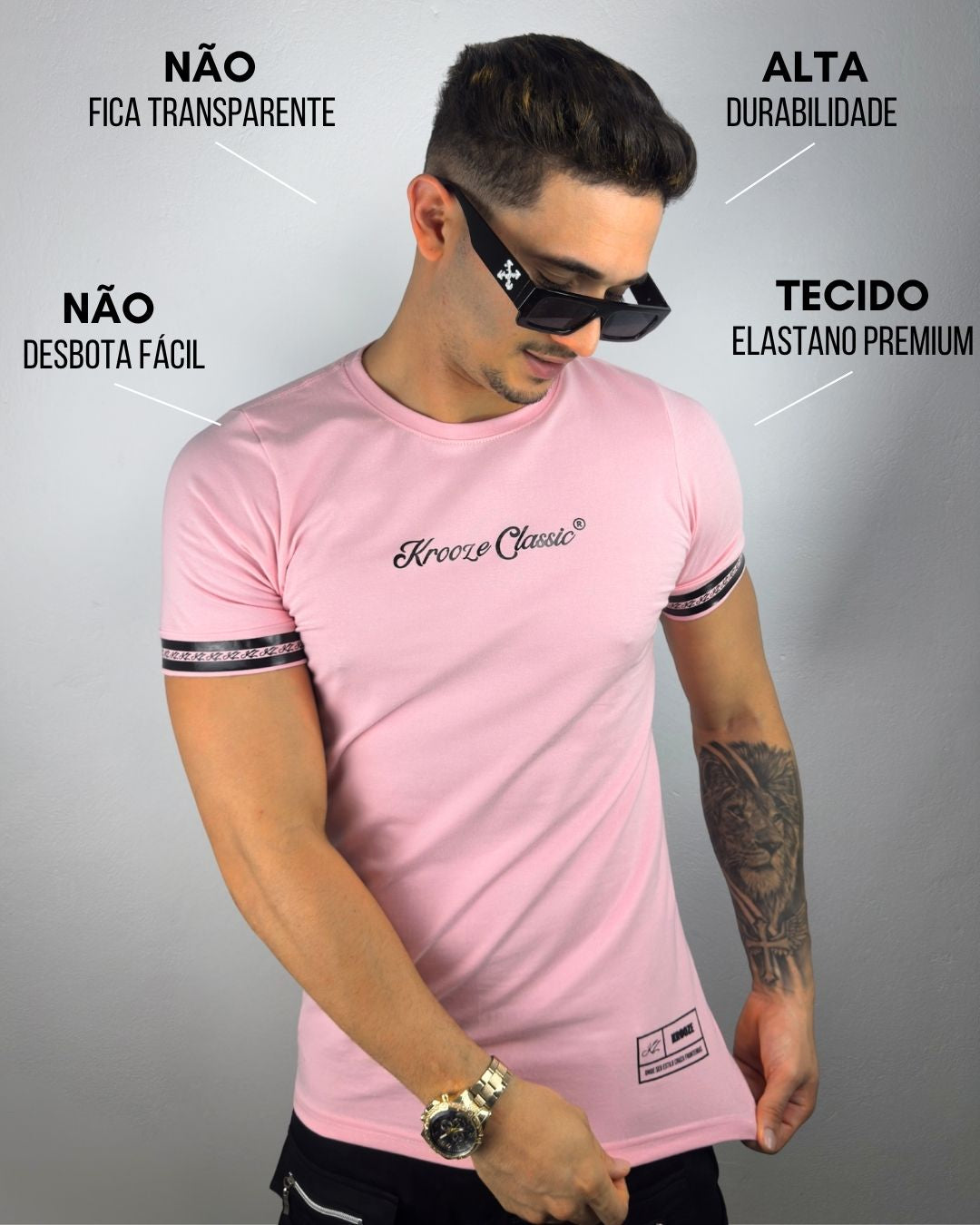 Camiseta Longline Timeless Rosa