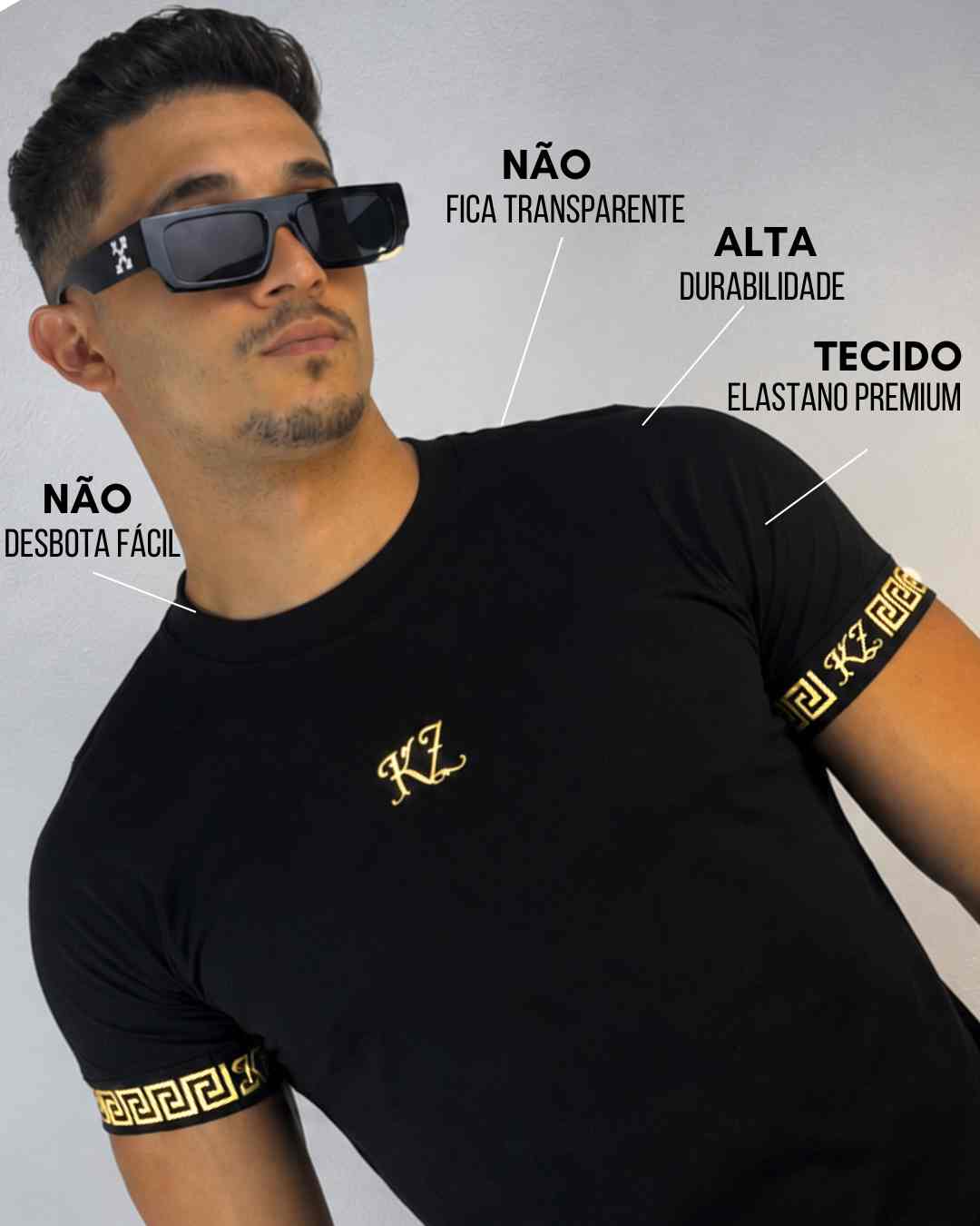 Camiseta Slim Gregos Preta Gold