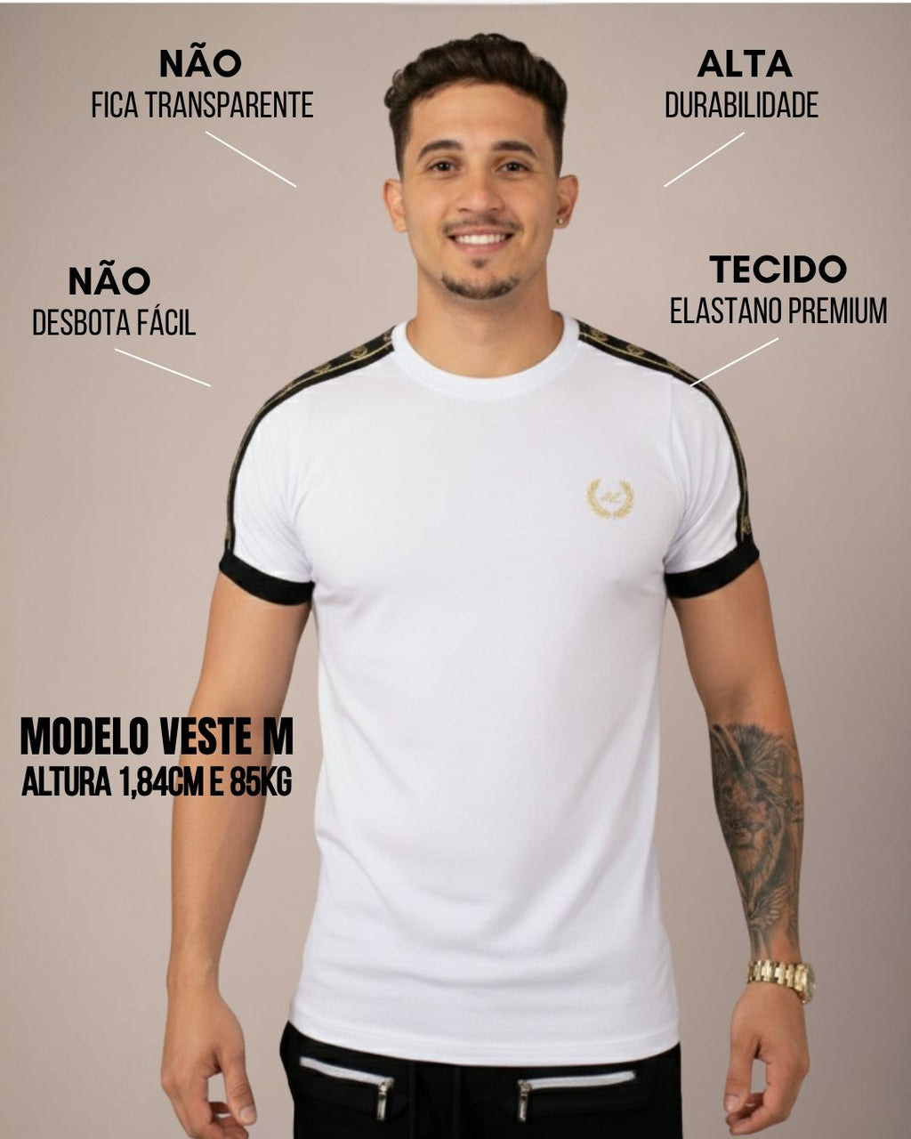 Camiseta Slim Ramos Branca Gold