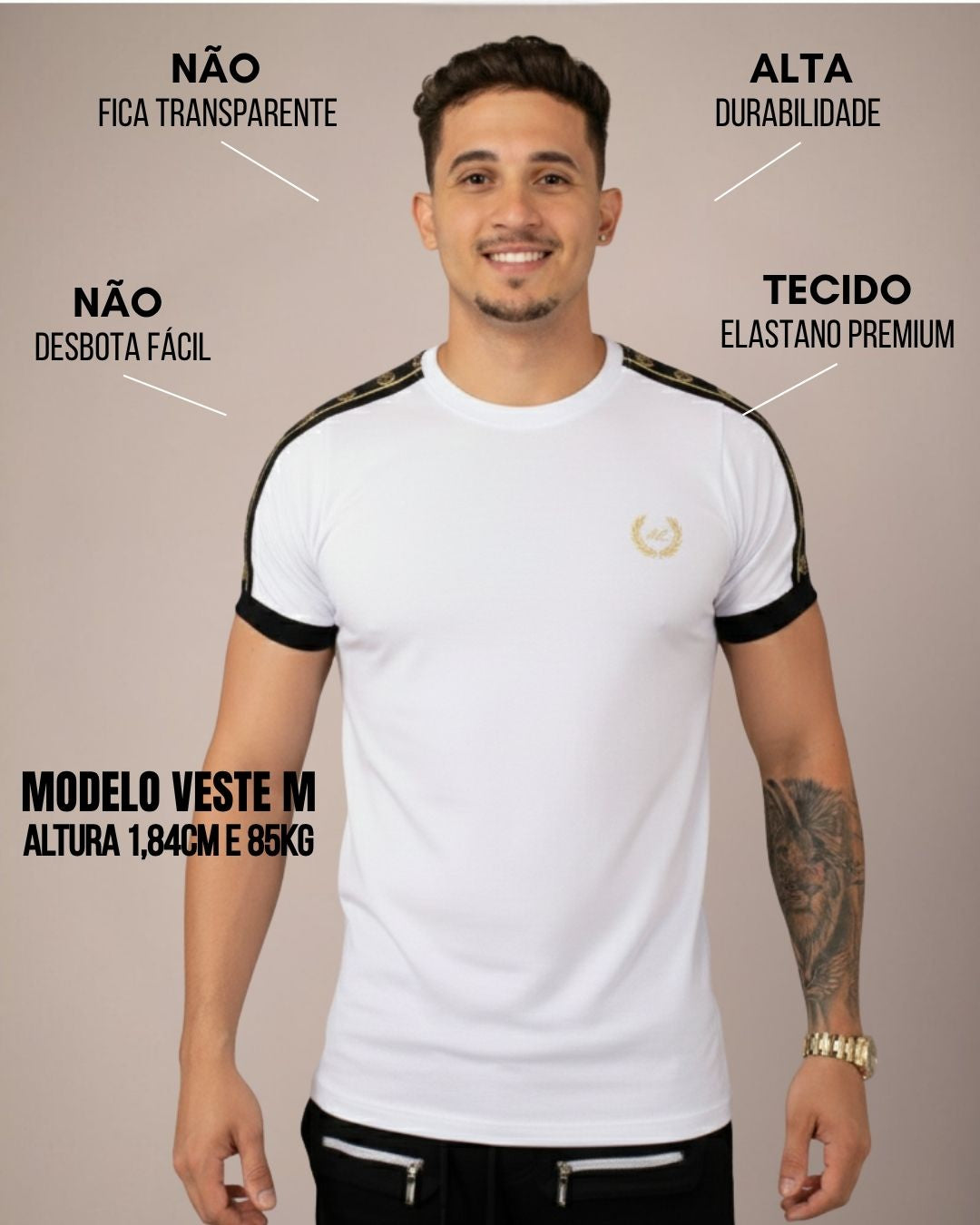 Camiseta Slim Ramos Branca Gold