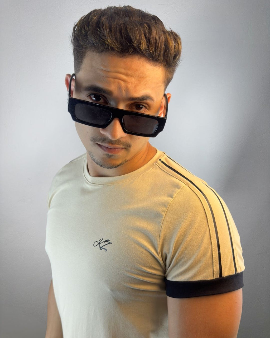 Camiseta Longline Nero Bege