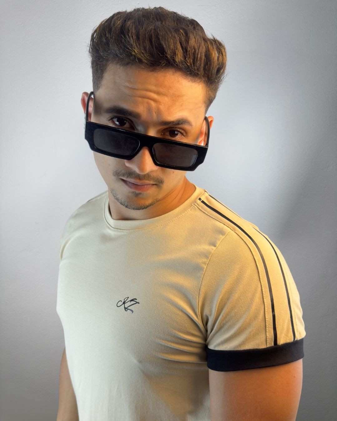 Camiseta Longline Nero Bege