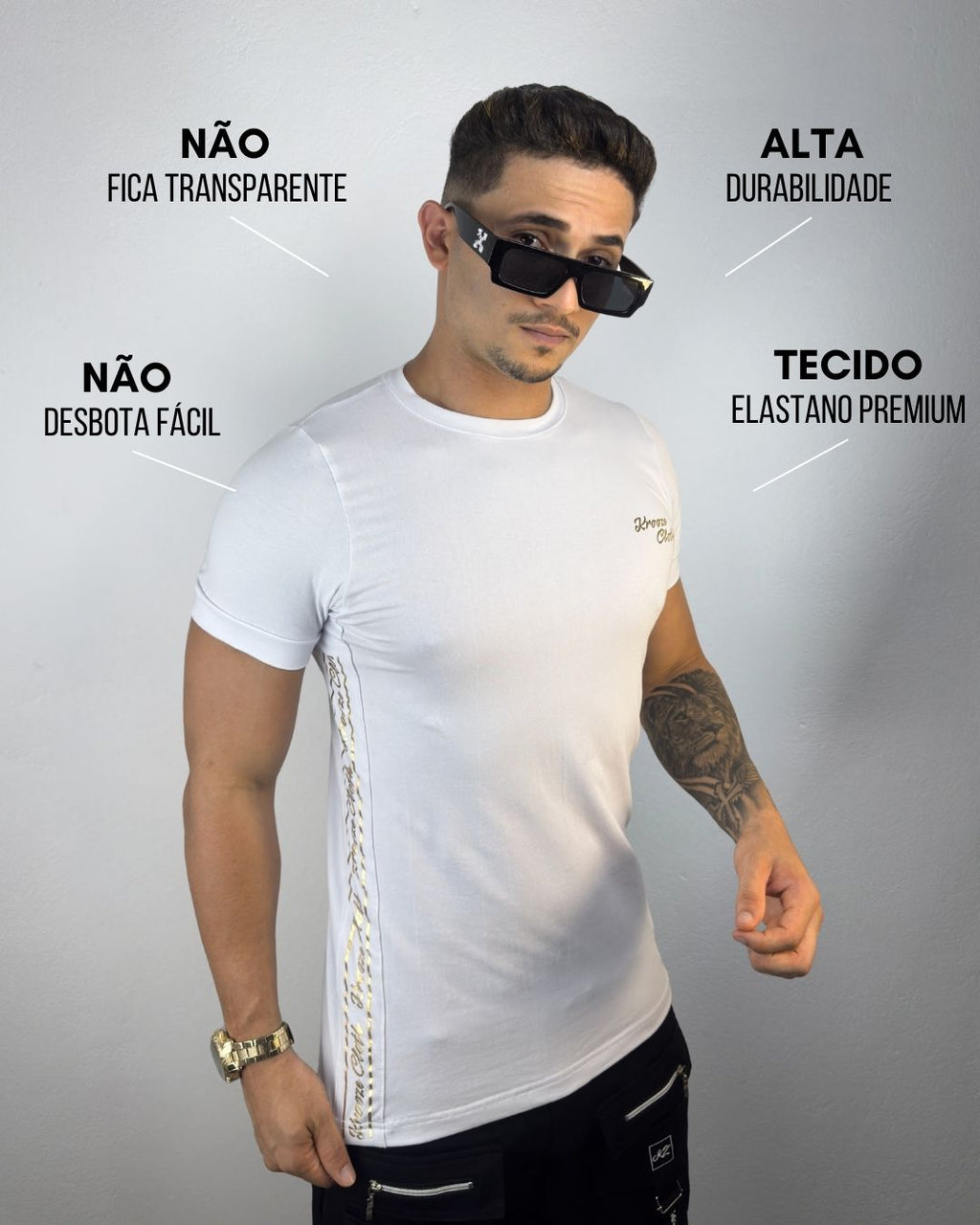 Camiseta Slim Deluxe Branca Gold