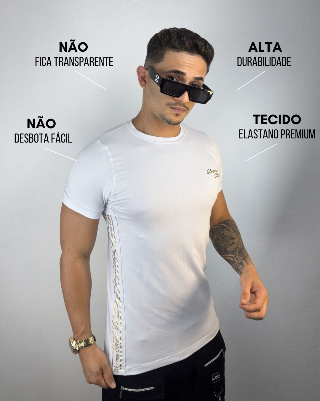 Camiseta Slim Deluxe Branca Gold
