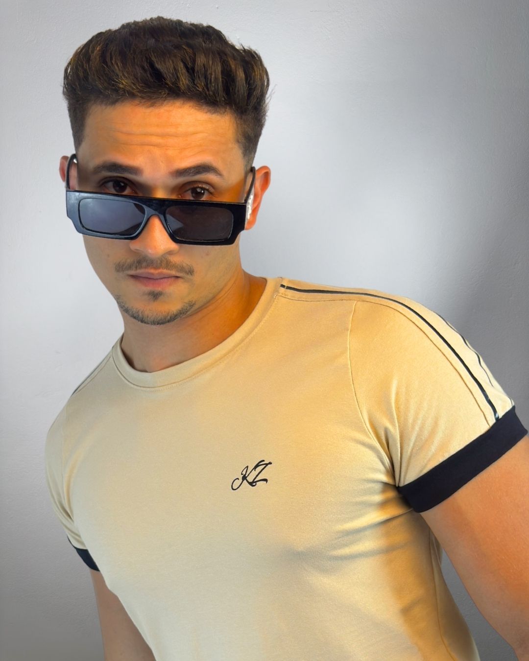 Camiseta Longline Nero Bege