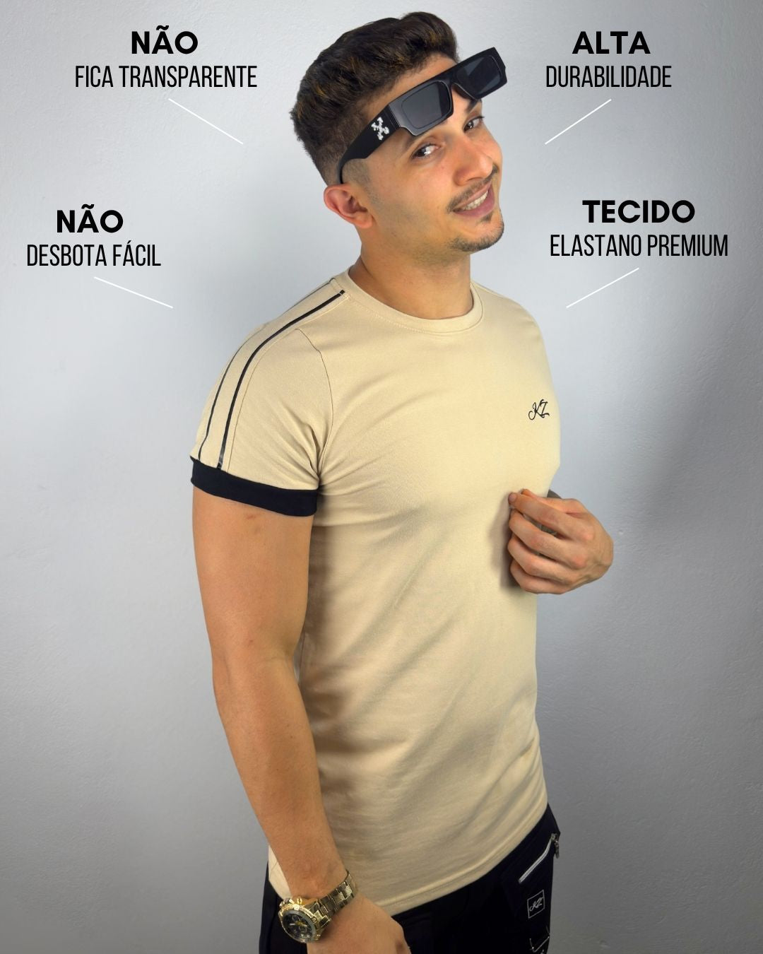 Camiseta Longline Nero Bege