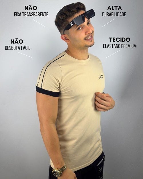 Camiseta Longline Nero Bege