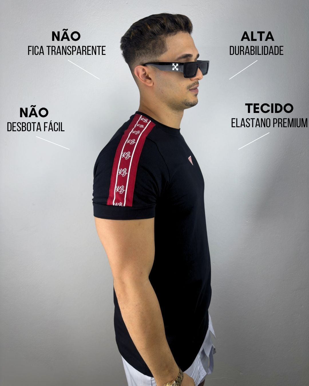 Camiseta Slim Prime Preta/Vermelha