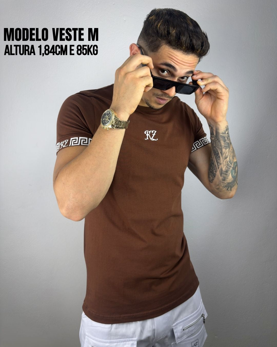Camiseta Slim Gregos Marrom