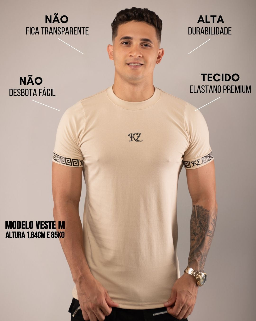 Camiseta Slim Gregos Bege