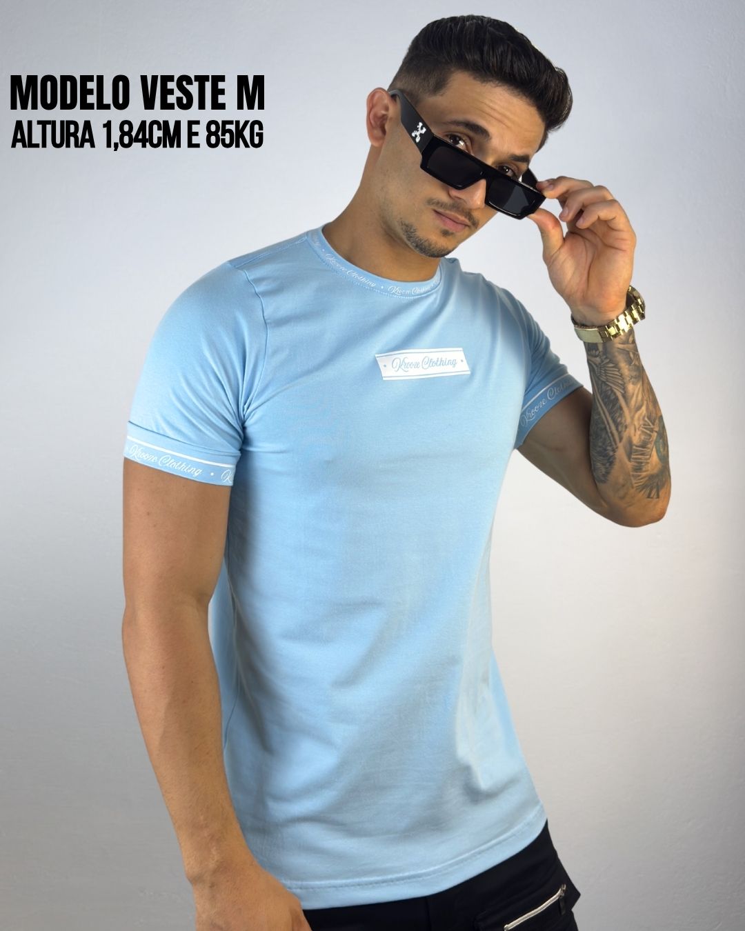 Camiseta Longline Classic Azul Bebe