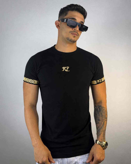 Camiseta Slim Gregos Preta Gold
