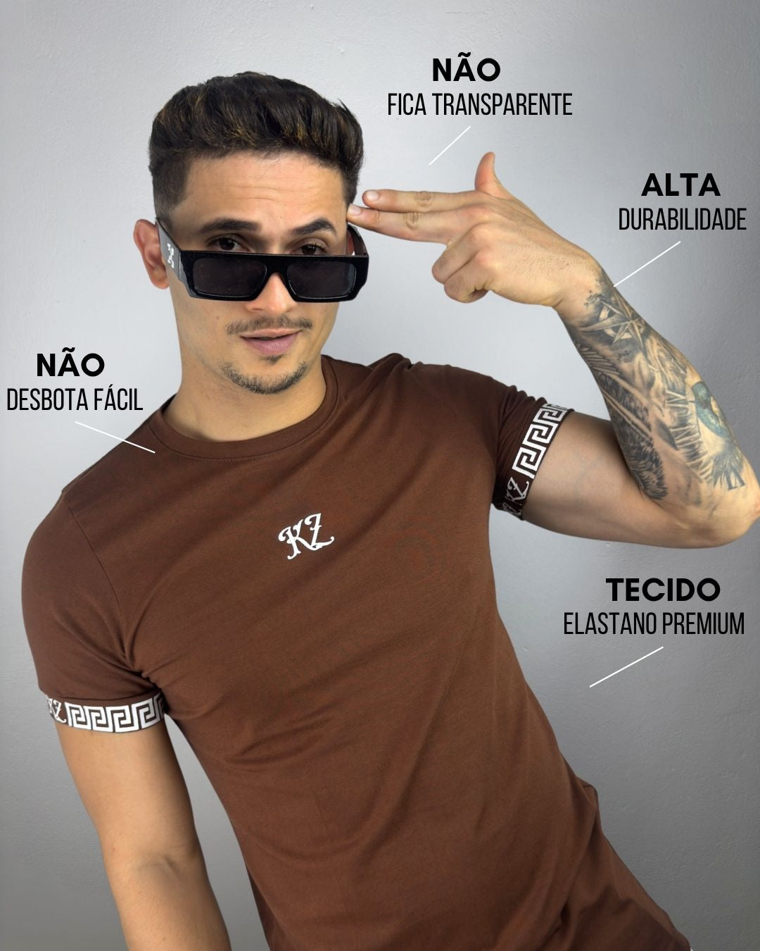 Camiseta Slim Gregos Marrom