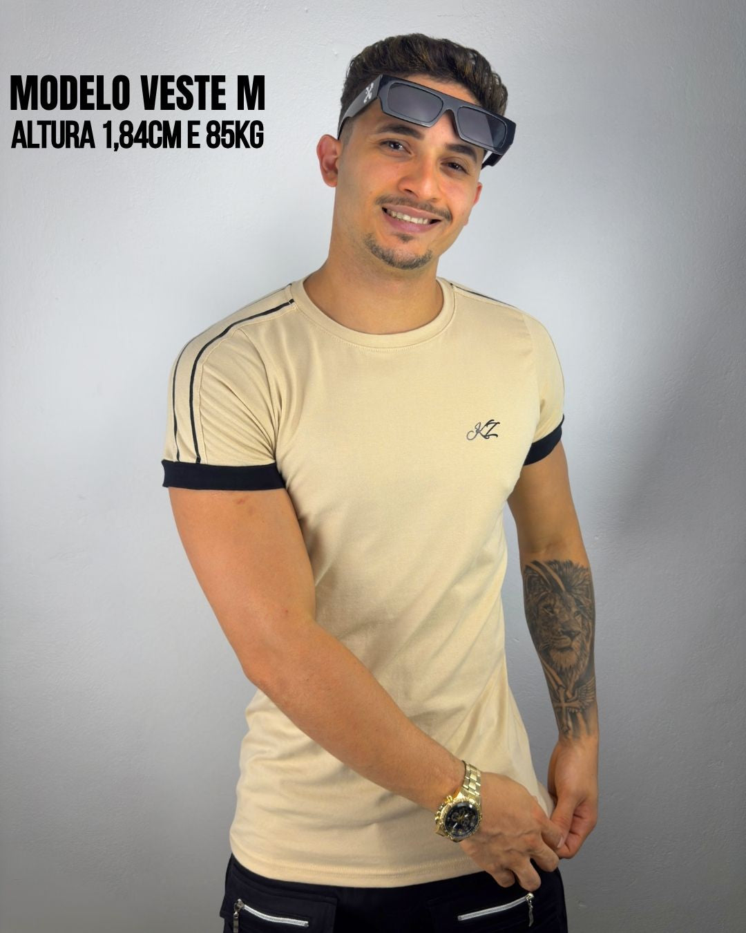 Camiseta Longline Nero Bege