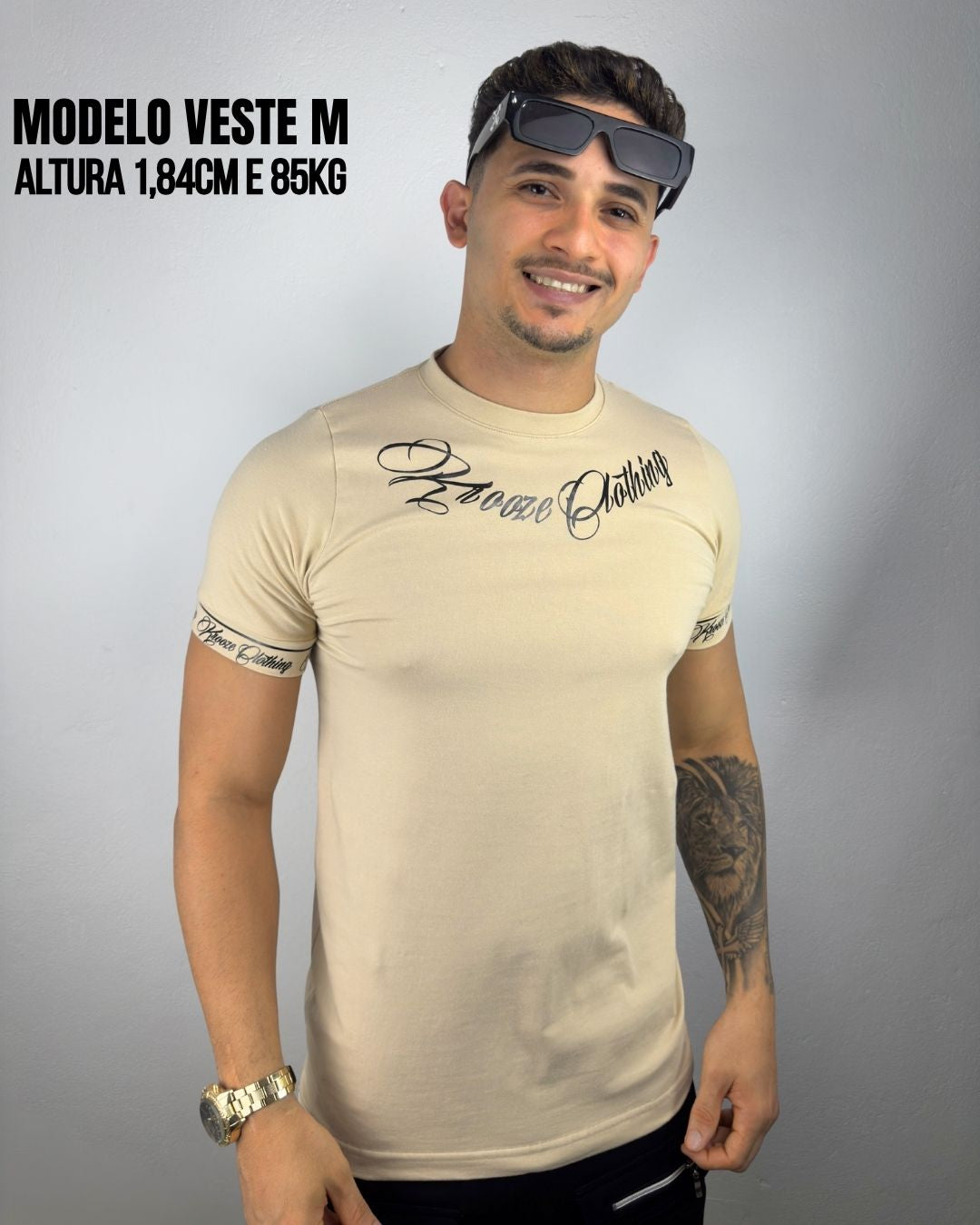 Camiseta Slim Fonte Bege