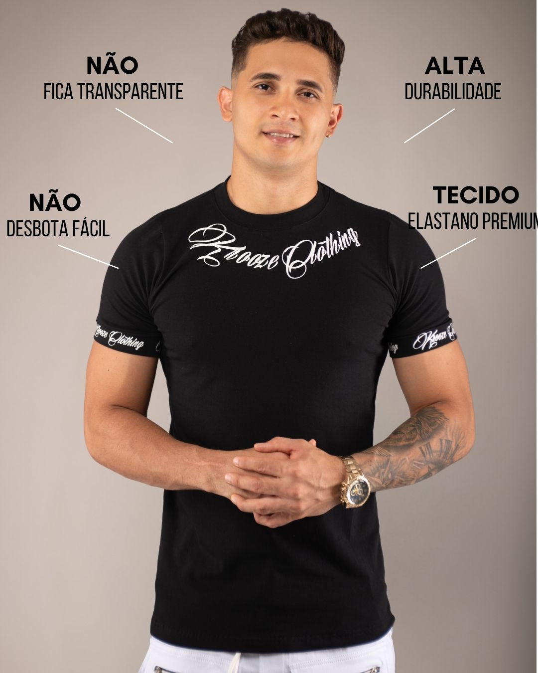 Camiseta Slim Fonte Preta