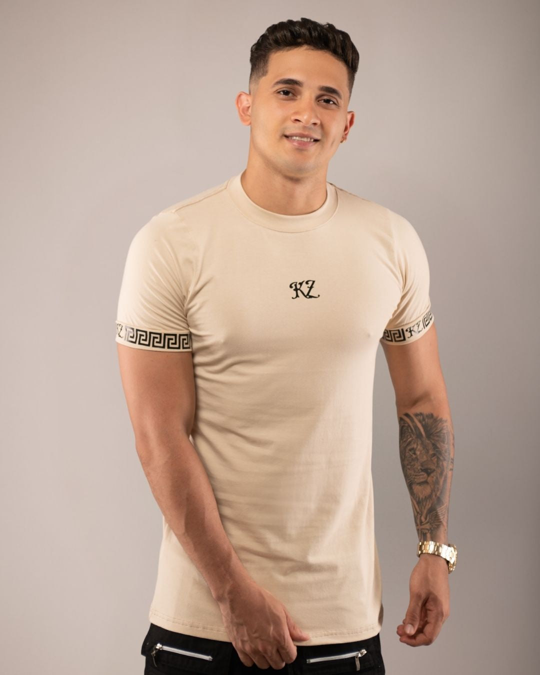 Camiseta Slim Gregos Bege