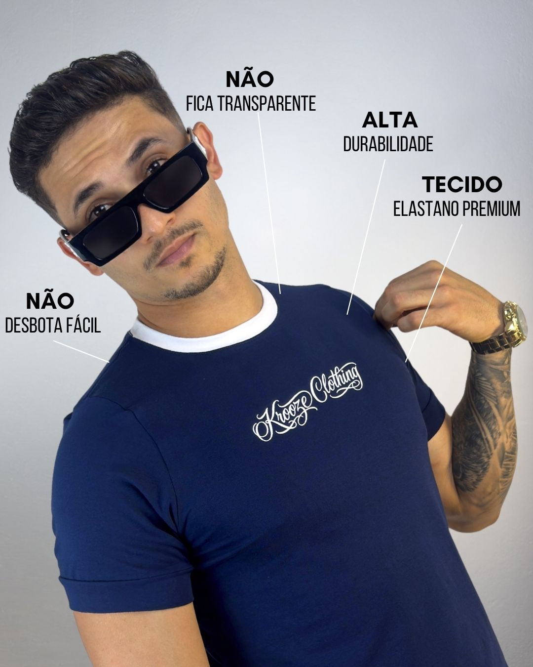 Camiseta Longline Asteric Marinho