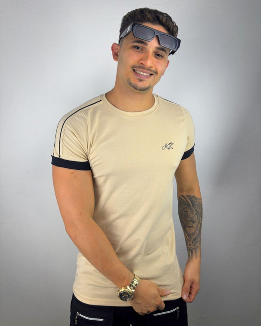 Camiseta Longline Nero Bege