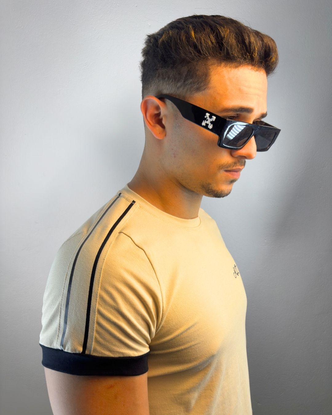 Camiseta Longline Nero Bege