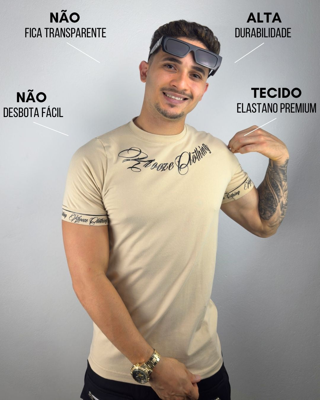 Camiseta Slim Fonte Bege