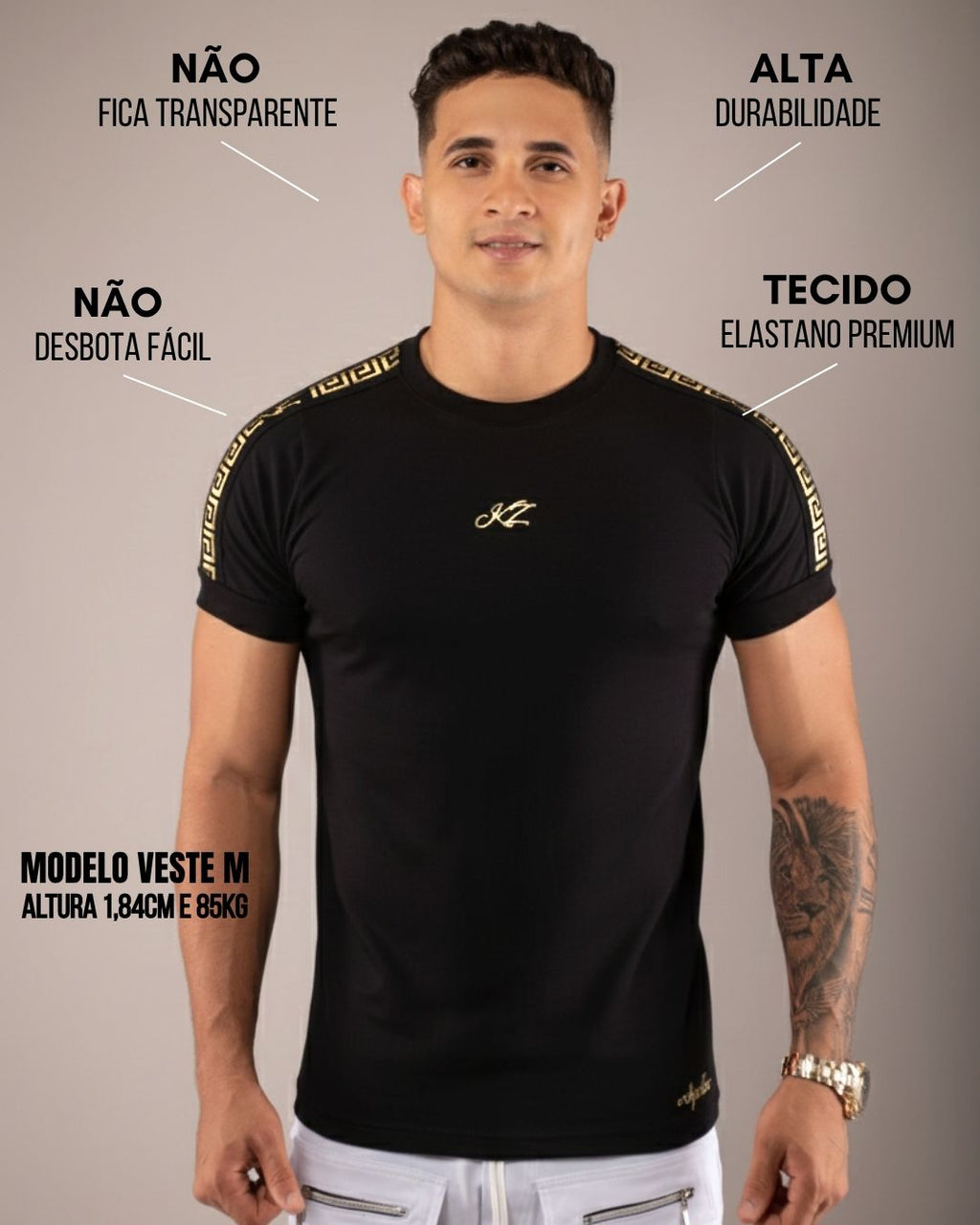 Camiseta Slim Luxury Preta Gold