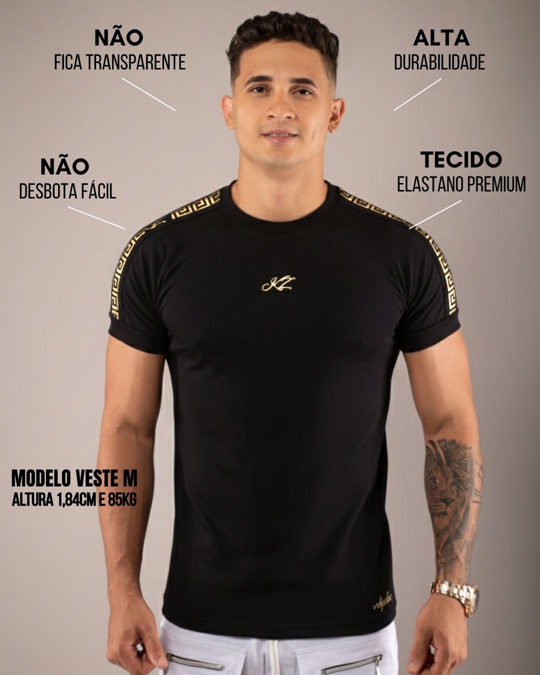 Camiseta Slim Luxury Preta Gold