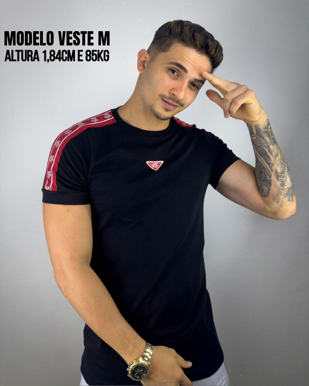 Camiseta Slim Prime Preta/Vermelha