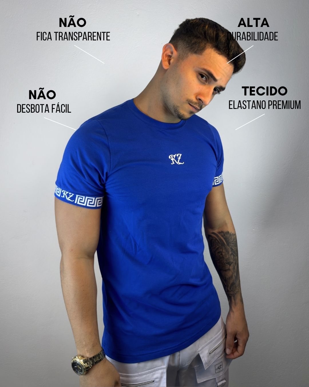 Camiseta Slim Gregos Azul Royal