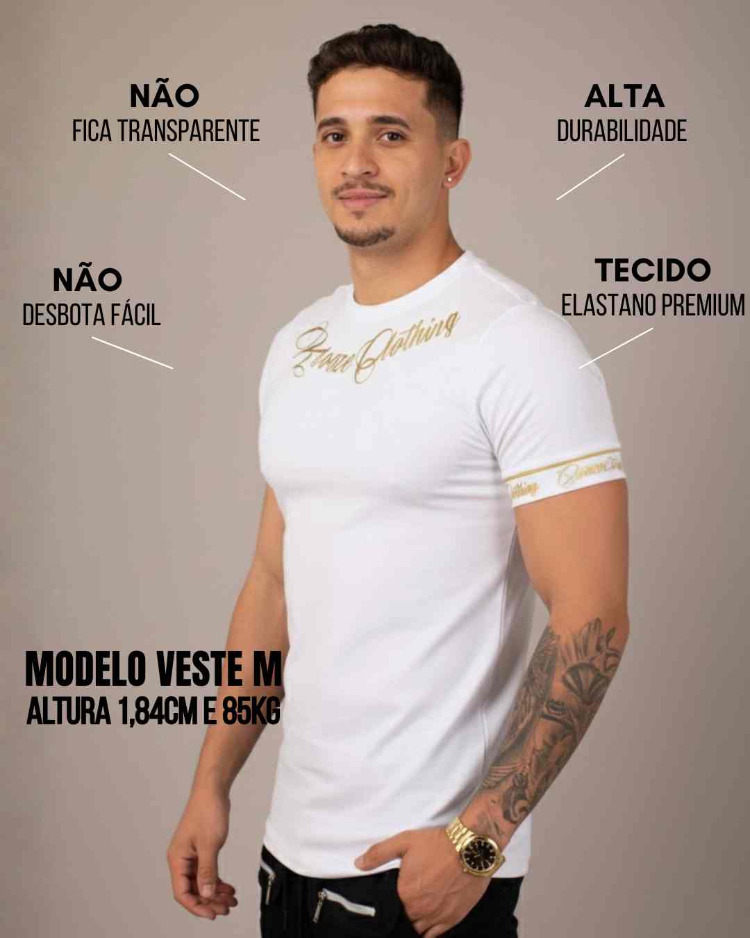 Camiseta Slim Fonte Branca Gold